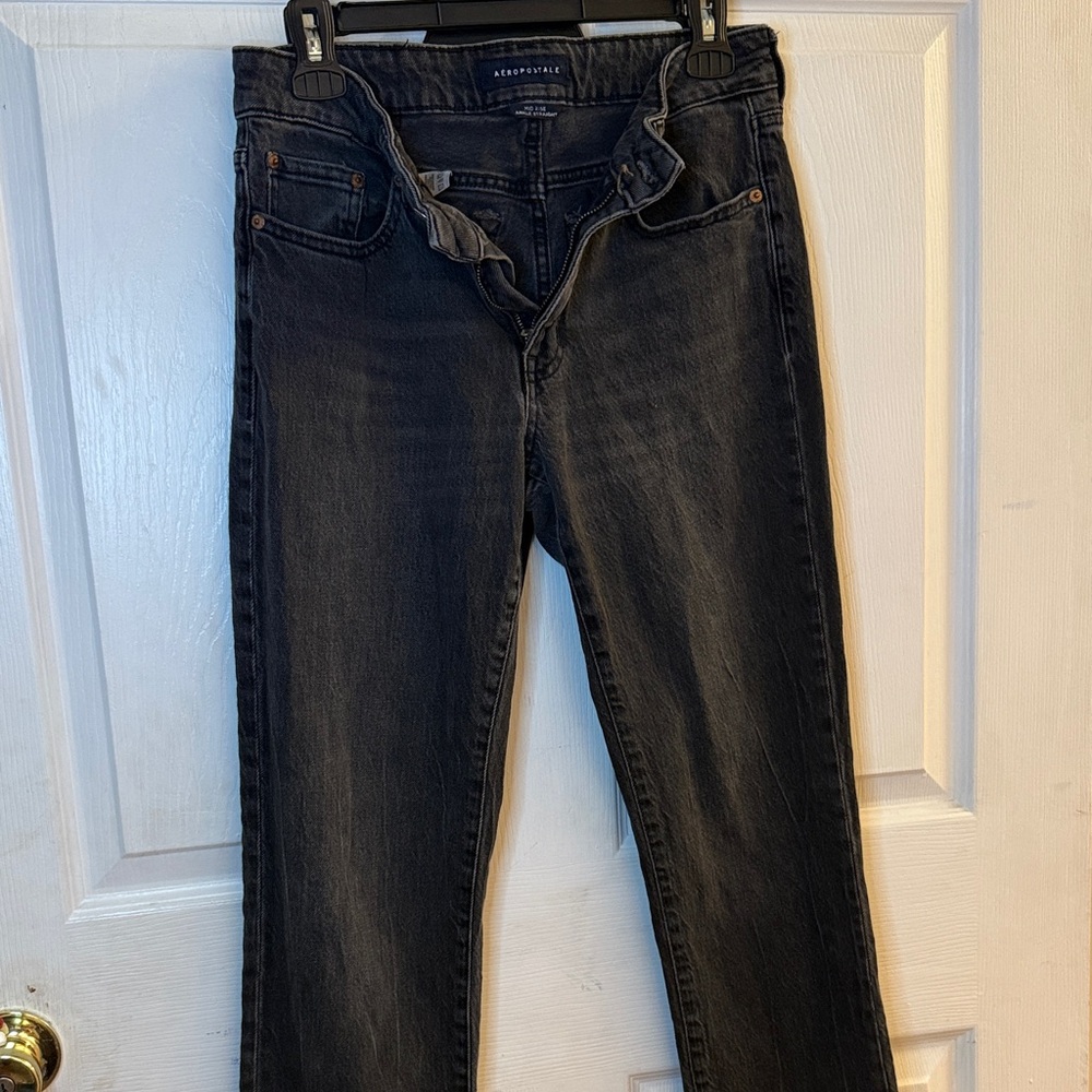 Aeropostale Women's Dark Gray Straight Leg Jeans